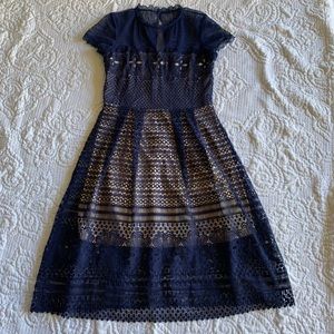 Saks Fifth Avenue blue lace dress